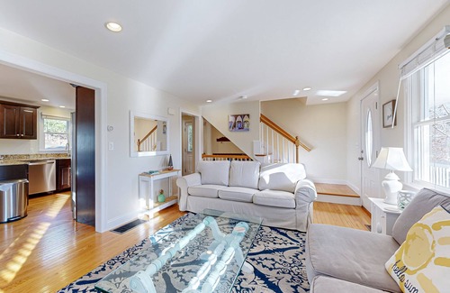 Mashpee House | Spacious home close to Peters Pond Beach with porch, AC, W/D, & water view