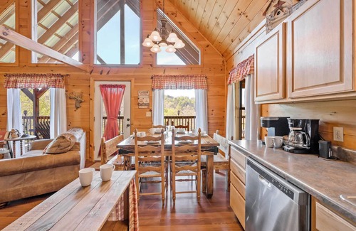 Caton Cabin | Spacious home with covered deck, fireplace, pool table, hot tub, & W/D