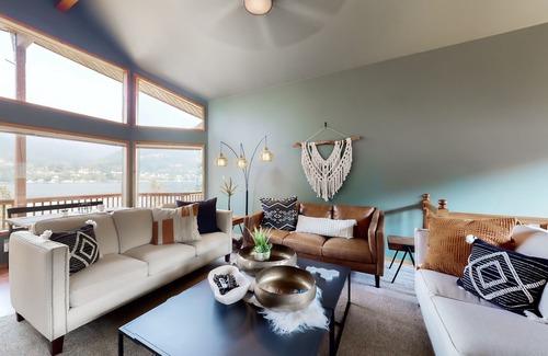 Hope House | Spacious lakefront home with private hot tub, dock, boat lift, views & game room