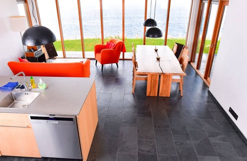 Hauganes House | Spacious, luxurious house with a lot of natural wood