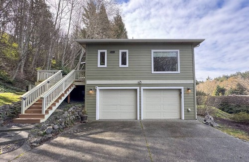 Port Angeles East House | Spacious ocean-view home with forest stream, hot tub, & private community beach!