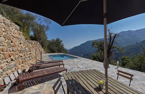 Molini di Triora House | Spacious, stylish holiday home for 6. Private pool, terraces and mountain view.