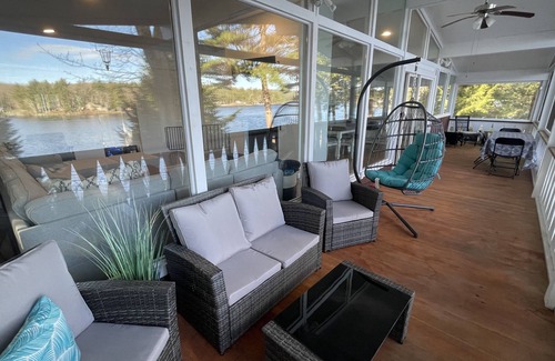 Rindge House | Spectacular lake house with private dock, beach area & gorgeous views
