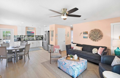 Crescent Beach House | Steps to Beach, Patio, Fire Pit, Tropical Oasis