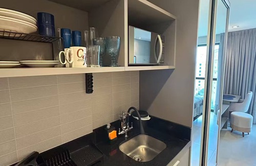 Centro Apartment | Studio A - VIP with kitchen, sea view, 1 minute walk to the beach in Itapema