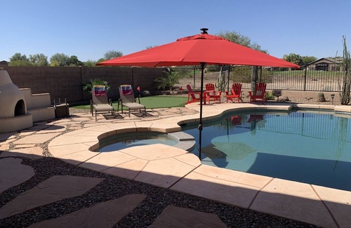 San Tan Valley House | Stunning 3 Bed, 2 Bath Home with private Pool, Spa, and Scenic Golf Course Views