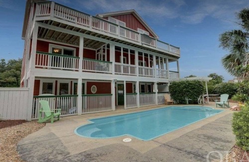 Sea Acres House | Stunning 7 BR Home steps from Duck Village with Pool and Elevator