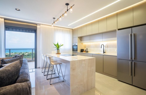 Nahariya Apartment | Stunning Apartment with Balcony and Panoramic Sea View