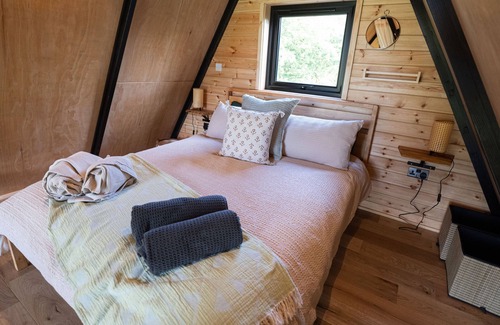 Graigfechan Cabin | Stunning Scandinavian A Frame lodge with outside bathtub
