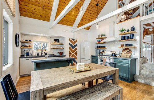 Green Valley Lake Cabin | Stylish, lakefront home with fireplace, deck, grill & kitchen - dog-friendly