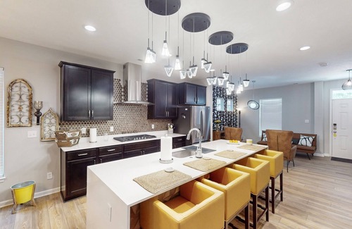 Indianapolis House | Stylish two-story home with a patio, washer/dryer, & full kitchen