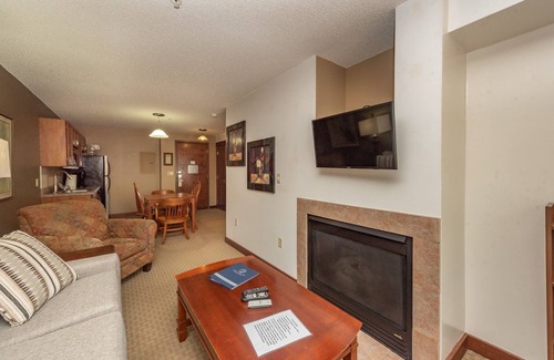 Thayerville Apartment | Suites at Silver Tree A120: Standard View Suite with Private Bedroom, 1st Floor