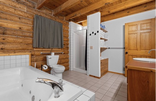 Benzonia Cabin | Sunflower Cabin - Pet Friendly - 2 Story Log Cabin sleeps 10 people in close proximity to amenities