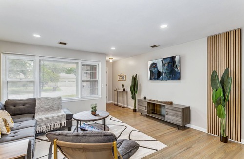 Wichita House | Sunflower State Oasis: King Bed, Spa & Entertainment for 9!