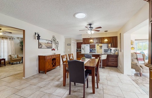 Sunland Village House | Sunny home with covered patio, grill, pool, tennis, hot tub, full kitchen, & AC