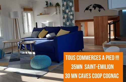 La Roche-Chalais Apartment | Superbe appartement rénové 4 personnes Le Zen Scandi au centre ville - Draps - Serviettes Parking -