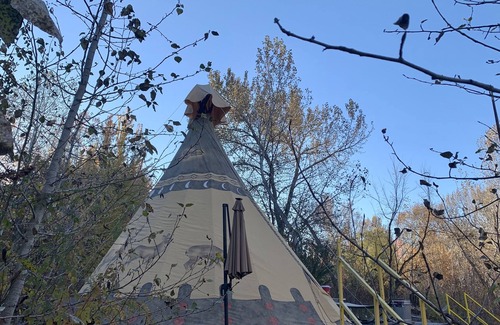 Eagle RV Rental | Teepee tipi in 10 acre Forest Riverfront in Eagle!