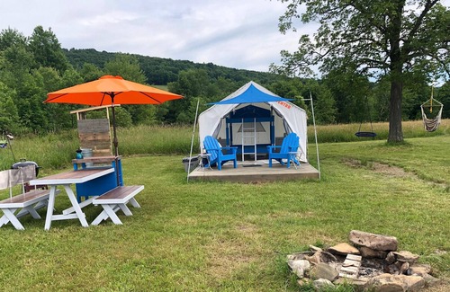 Ouaquaga RV Rental | Tentrr Signature Site - Little Sit Farm Cosmic Glamping Site