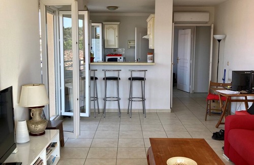 Plaine de la Brague Apartment | Terrace, pool, air conditioning, sea view, near beach, sleeps 4, Antibes