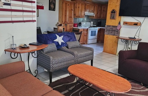 Cameron County Cottage | Texas themed cabin with a Shared fishing pier Not waterfront