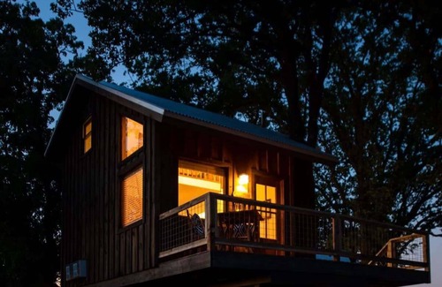 Elm Mott RV Rental | The Blue Jay Treehouse 15MIN to Magnolia & Baylor