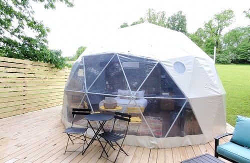 Rockbridge Cabin | The Penguin Geodesic dome " Igloo Vibes"