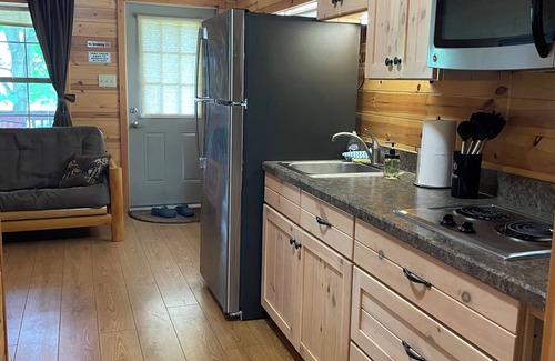Hammond RV Rental | The Perch- Cliffside cabin with dock overlooking Black Lake