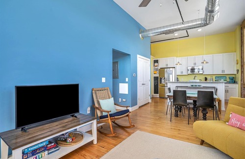South Haven Condo | The Sunrise Loft at Central Lofts | Heated Pool | Hot Tub | In-house Theater
