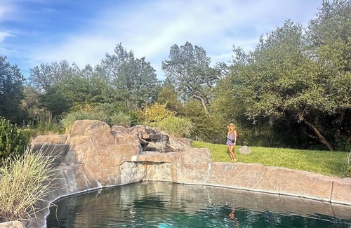 Nevada City House | The Ultimate Glamping experience. A spectacular unique pool with a hot tub & rv.