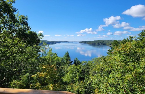 Minden Hills Cabin | The Upper Deck: a private off-grid cabin looking out over picturesque Gull Lake