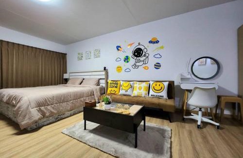 Ban Mai Apartment | ThePeachRoomที่พักใกล้อิมแพคเมืองทอง เตียงควีนไซส์