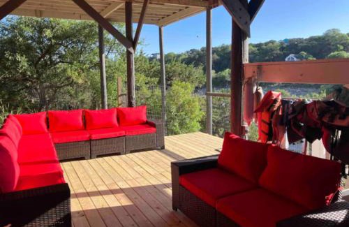 Lakehills House | Tiny Cabin w hot tub & pool surrounded by nature