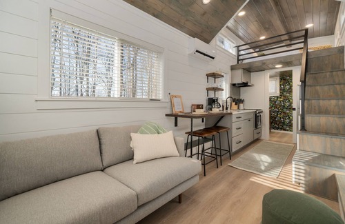 Laurelville House | Tiny Home fire pit + hot tub + community game room