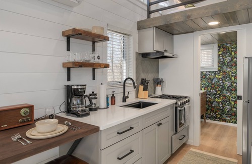 Laurelville House | Tiny Home fire pit + hot tub + community game room