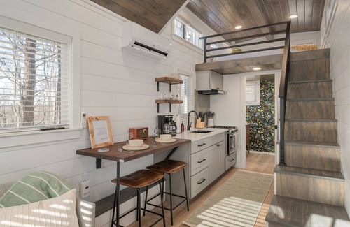 Laurelville House | Tiny Home fire pit + hot tub + community game room