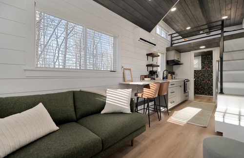 Laurelville House | Tiny Home fire pit + hot tub + community game room