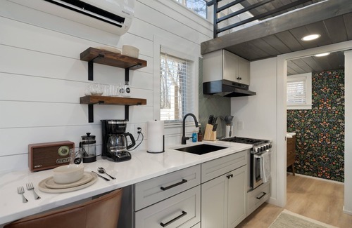 Laurelville House | Tiny Home fire pit + hot tub + community game room