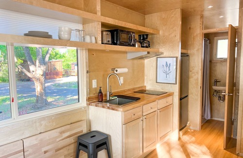 Montrose House | Tiny home with one queen bed and full size futon.