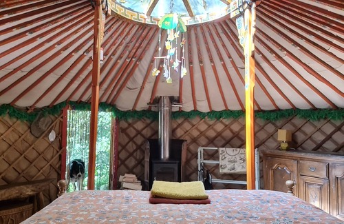 Lydney Bed & Breakfast | Traditional Yurt, woodburner, private loo, outdoor shower, woodfired hottub.