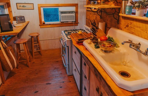 South Londonderry Cabin | Treehouse lifted up over a stocked trout pond up in the beautiful birch trees!