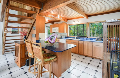 Kilauea House | Tropical home across from Anini Beach with amazing deck & small ocean view