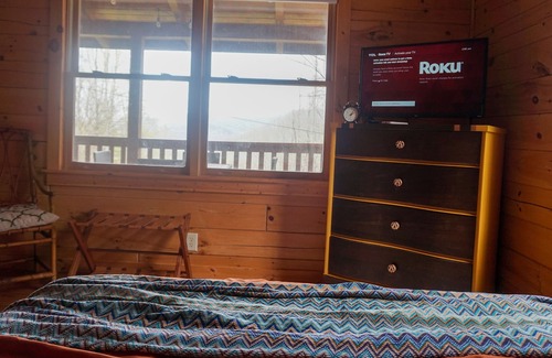 Sugar Grove Cabin | Tucked Inn @ Sugar Grove: Boone Log Cabin w/ views, hot tub, dog friendly