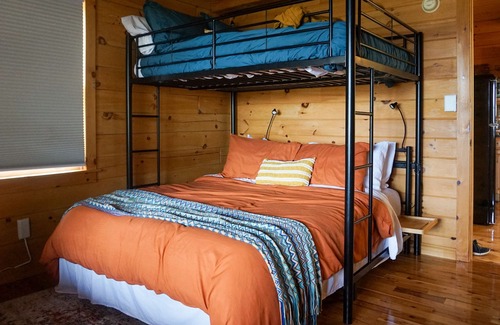 Sugar Grove Cabin | Tucked Inn @ Sugar Grove: Boone Log Cabin w/ views, hot tub, dog friendly