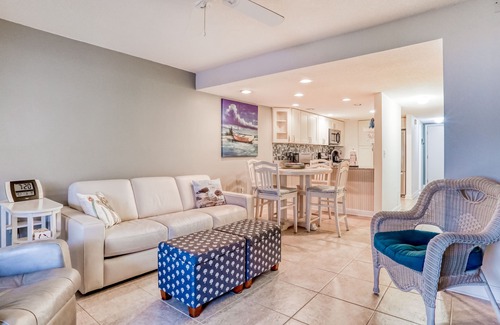 Crescent Beach Condo | Two-story condo with balcony, WiFi, W/D, AC, 2 pools, & tennis - steps to beach