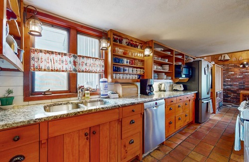 Newbury House | Two-story riverfront retreat with a furnished deck, views, & washer/dryer