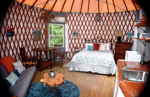 Rutherfordton House | Unique and Charming BlueBird Yurt at Feathered Fox Farm