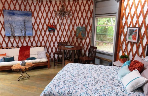 Rutherfordton House | Unique and Charming BlueBird Yurt at Feathered Fox Farm