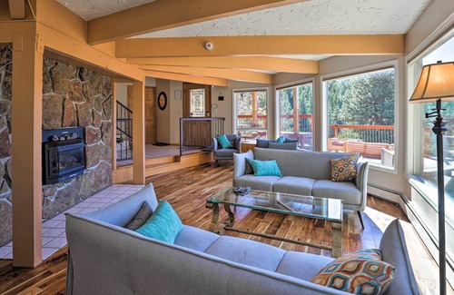 Evergreen House | Unique Evergreen Cabin w/ 2 Decks & Mountain Views