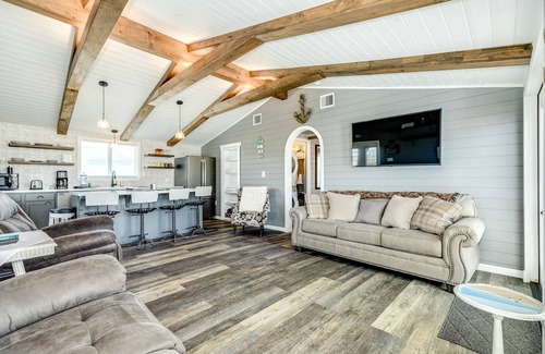 Galveston House | Updated, stylish home steps to beach with wraparound deck, WiFi, AC, & W/D