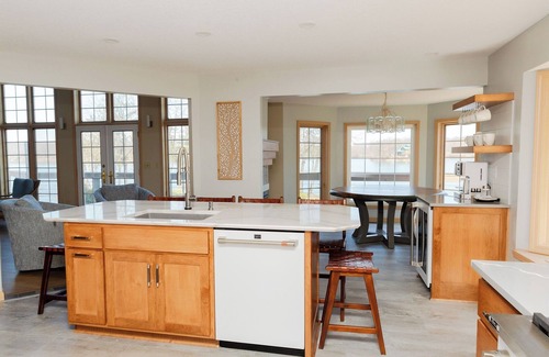 Rome City House | Upscale Lake House: Hot Tub, Pool Table, Pier, Kayaks, + Private Island!